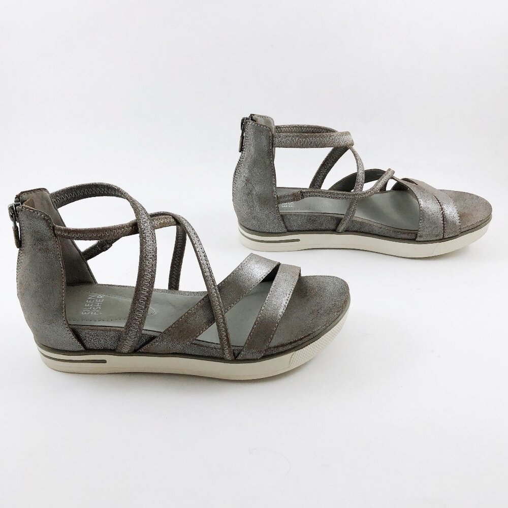 EILEEN FISHER Skip Strappy Sandal in Mica Suede 7 - Picture 4 of 10